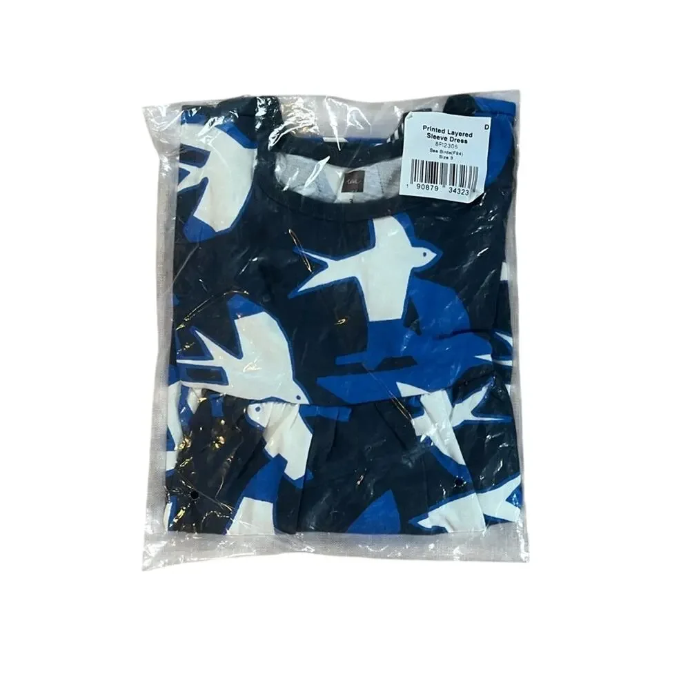 Tea Collection Layered Sleeve Dress Sea Bird Bird Print NWT | 3T